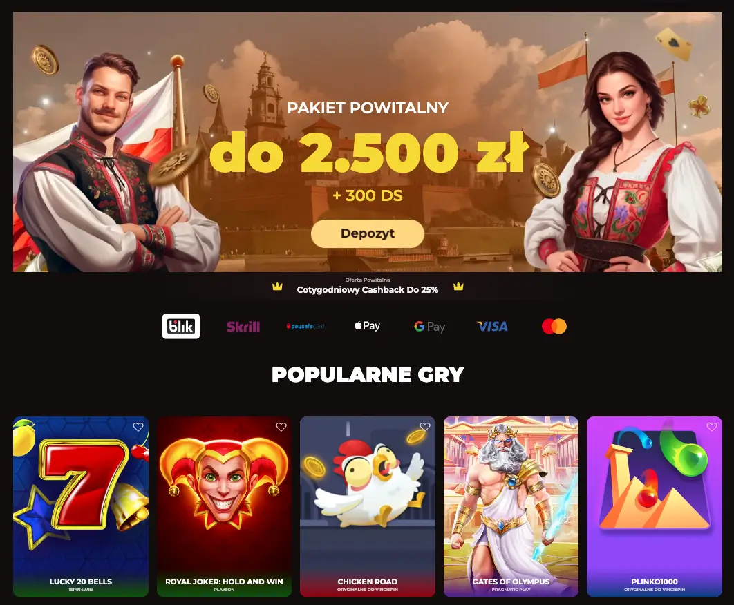 Vincispin gry kasynowe i bonus powitalny
